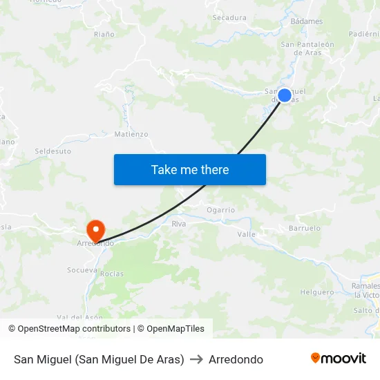 San Miguel (San Miguel De Aras) to Arredondo map