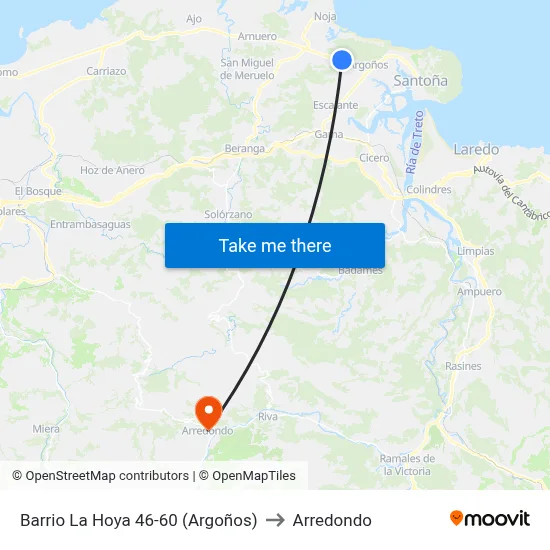 Barrio La Hoya 46-60 (Argoños) to Arredondo map