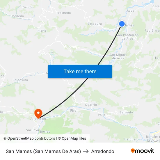 San Mames (San Mames De Aras) to Arredondo map