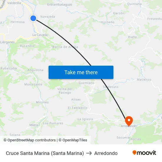 Cruce Santa Marina (Santa Marina) to Arredondo map