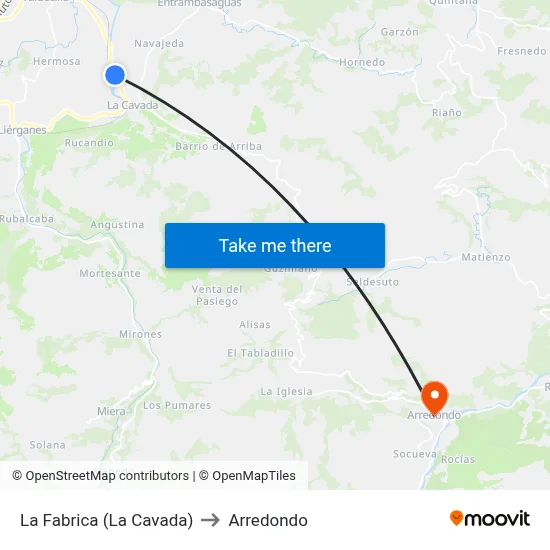 La Fabrica (La Cavada) to Arredondo map