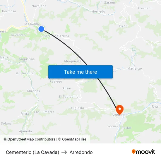 Cementerio (La Cavada) to Arredondo map