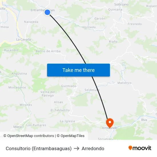 Consultorio (Entrambasaguas) to Arredondo map