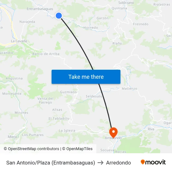 San Antonio/Plaza (Entrambasaguas) to Arredondo map