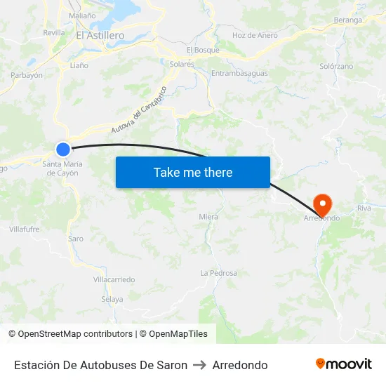 Estación De Autobuses De Saron to Arredondo map