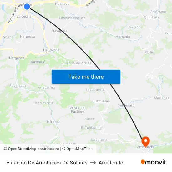 Estación De Autobuses De Solares to Arredondo map