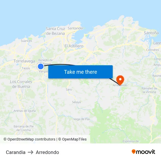 Carandia to Arredondo map
