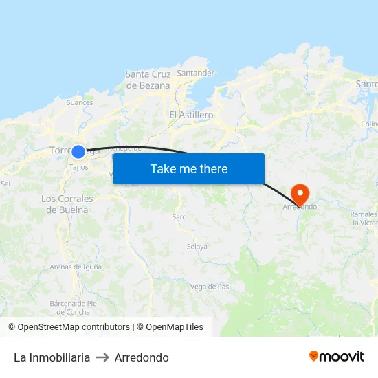 La Inmobiliaria to Arredondo map