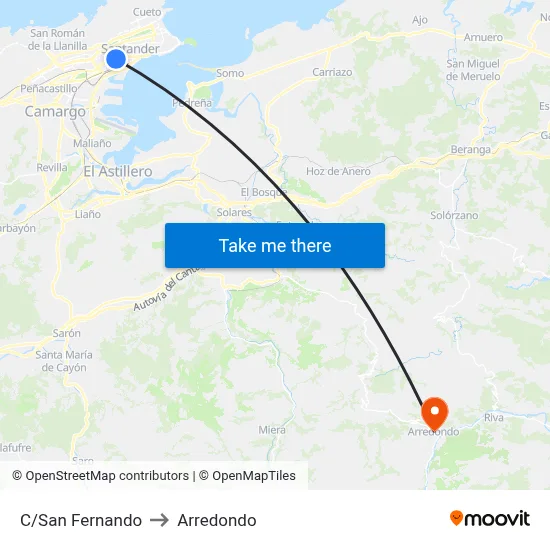 C/San Fernando to Arredondo map