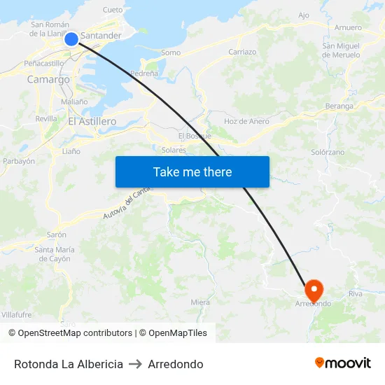 Rotonda La Albericia to Arredondo map