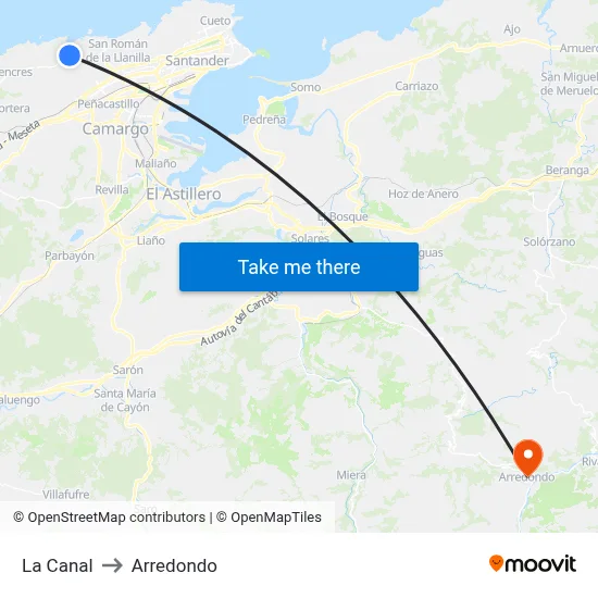 La Canal to Arredondo map