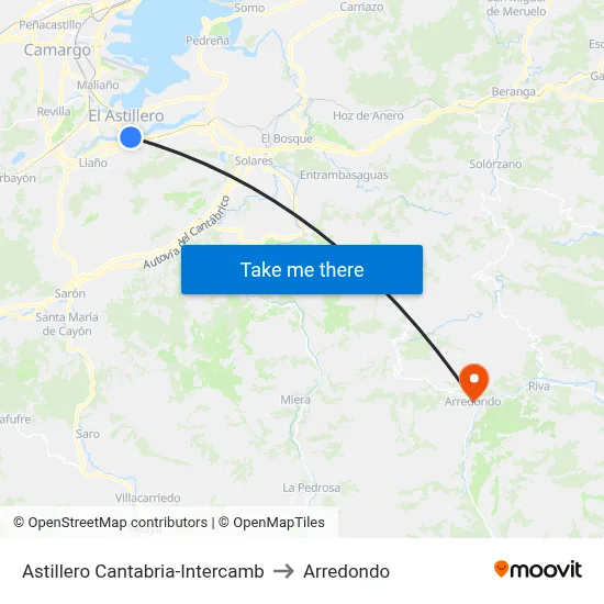 Astillero Cantabria-Intercamb to Arredondo map