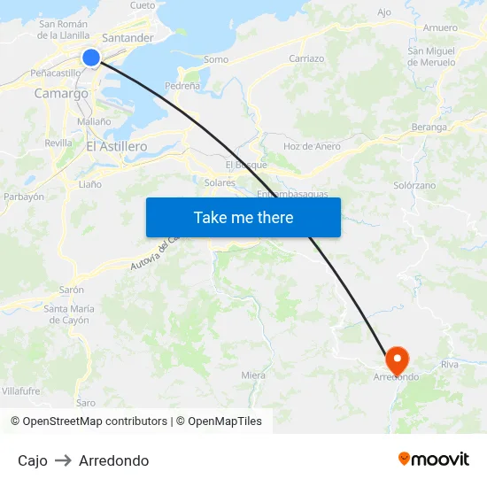 Cajo to Arredondo map