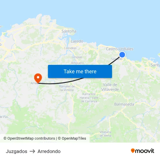 Juzgados to Arredondo map
