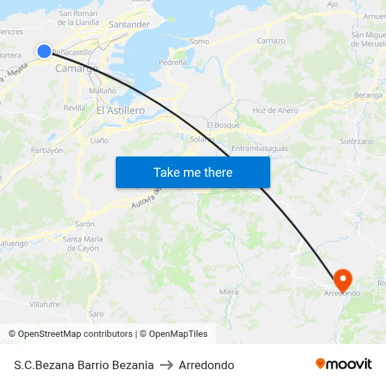 S.C.Bezana Barrio Bezania to Arredondo map