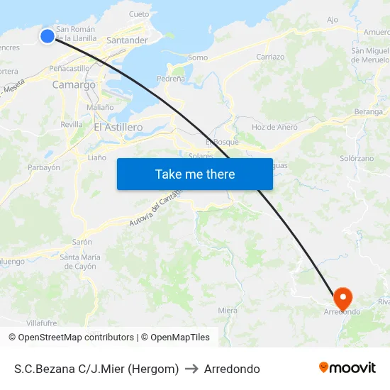 S.C.Bezana C/J.Mier (Hergom) to Arredondo map