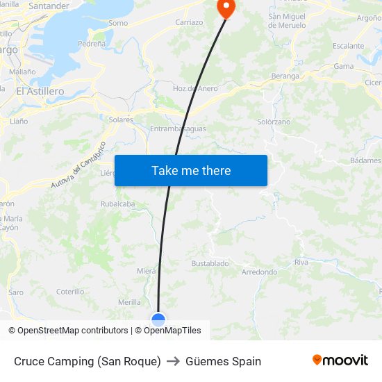 Cruce Camping (San Roque) to Güemes Spain map