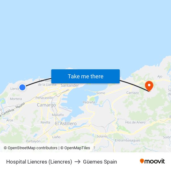Hospital Liencres (Liencres) to Güemes Spain map