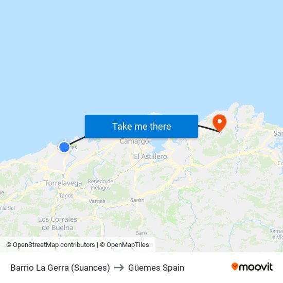 Barrio La Gerra (Suances) to Güemes Spain map