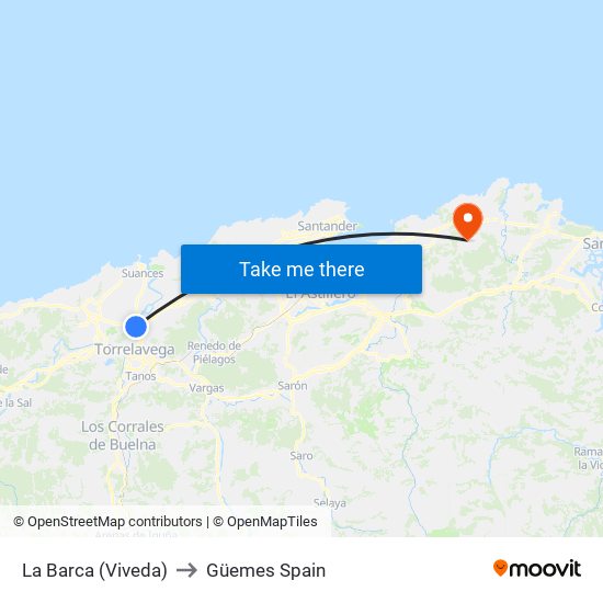 La Barca (Viveda) to Güemes Spain map