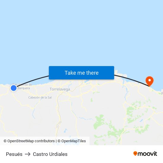 Pesués to Castro Urdiales map
