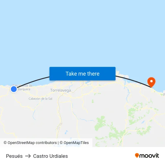 Pesués to Castro Urdiales map