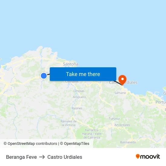 Beranga Feve to Castro Urdiales map