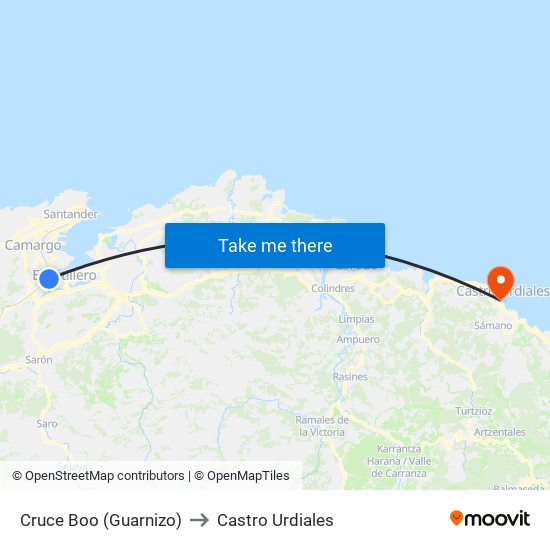 Cruce Boo (Guarnizo) to Castro Urdiales map