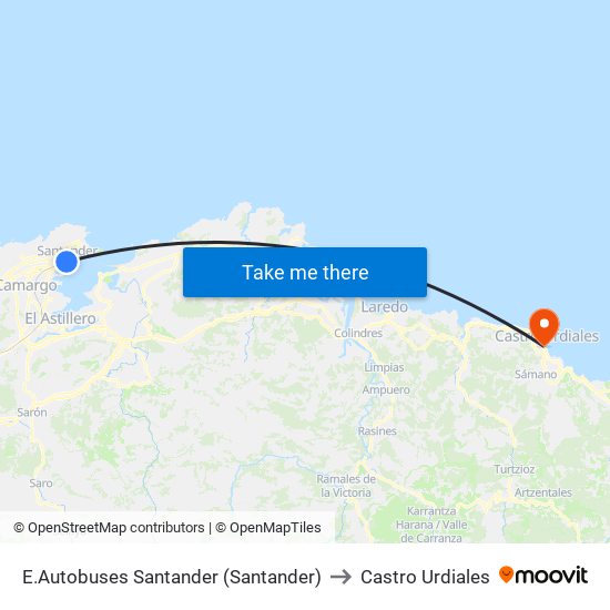 E.Autobuses Santander (Santander) to Castro Urdiales map