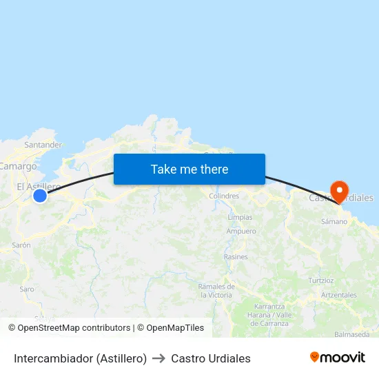 Intercambiador (Astillero) to Castro Urdiales map