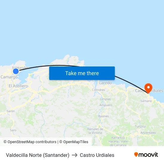 Valdecilla Norte (Santander) to Castro Urdiales map