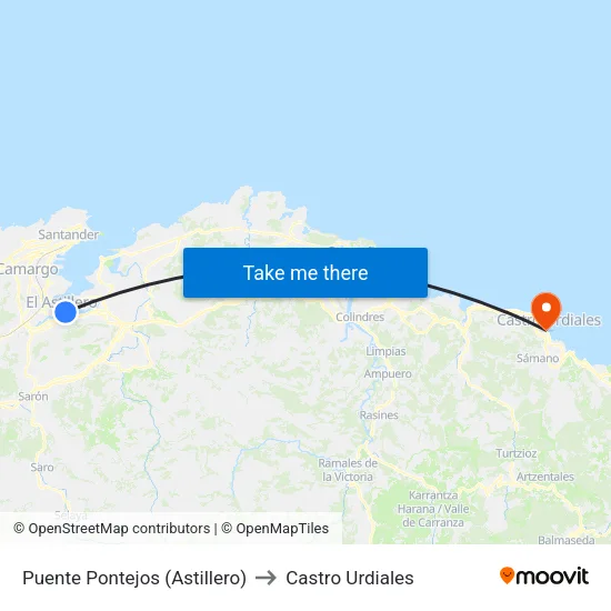 Puente Pontejos (Astillero) to Castro Urdiales map