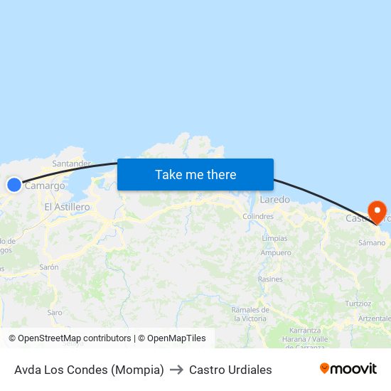 Avda Los Condes (Mompia) to Castro Urdiales map