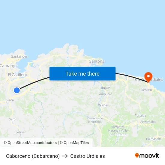 Cabarceno (Cabarceno) to Castro Urdiales map