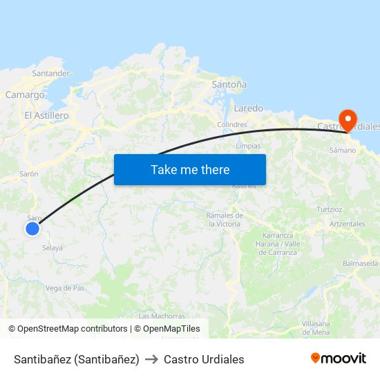 Santibañez (Santibañez) to Castro Urdiales map
