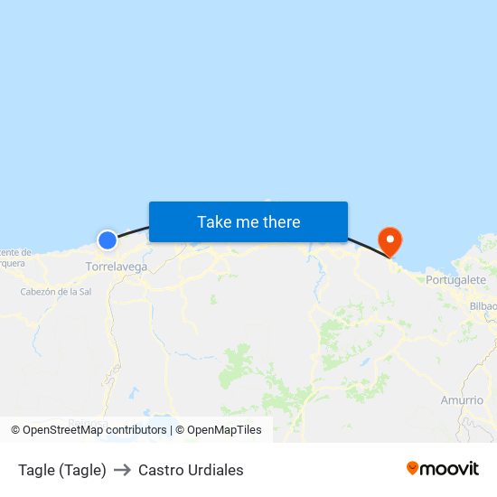 Tagle (Tagle) to Castro Urdiales map