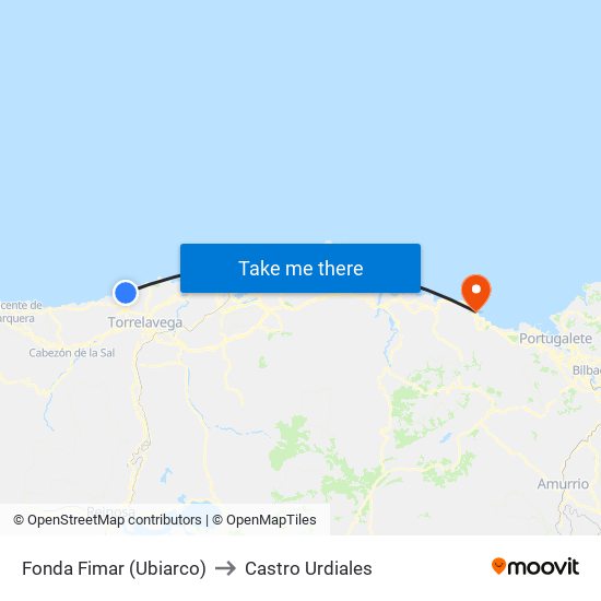 Fonda Fimar (Ubiarco) to Castro Urdiales map