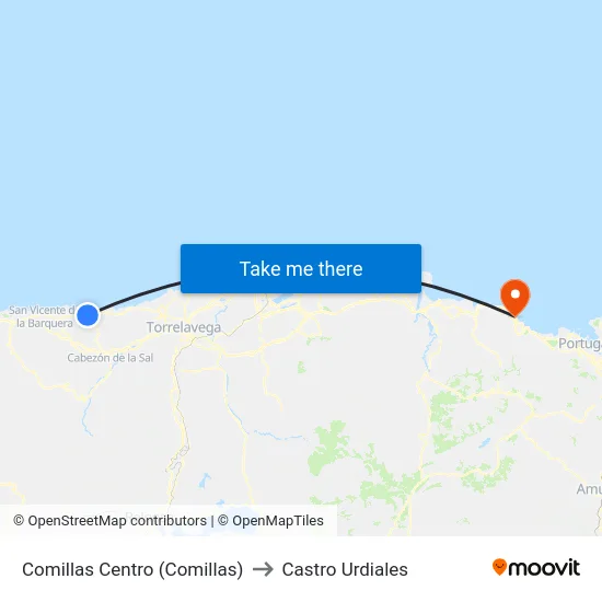 Comillas Centro (Comillas) to Castro Urdiales map