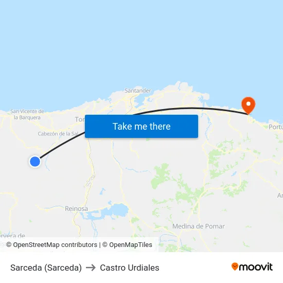 Sarceda (Sarceda) to Castro Urdiales map