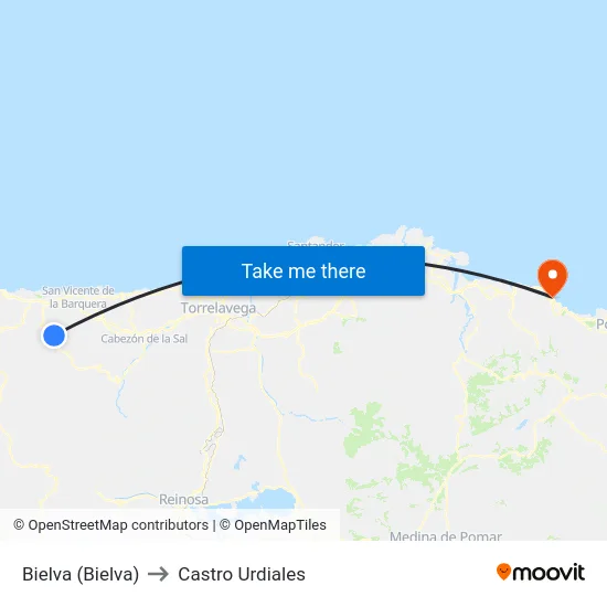 Bielva (Bielva) to Castro Urdiales map