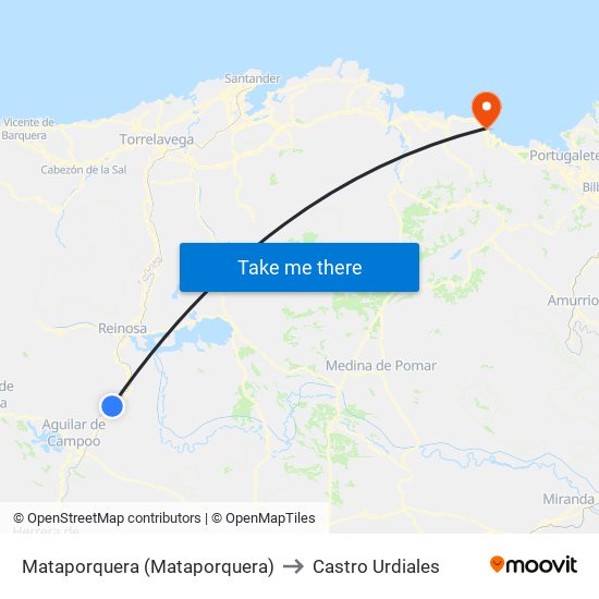 Mataporquera (Mataporquera) to Castro Urdiales map