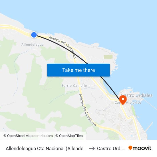 Allendeleagua Cta Nacional (Allendeleagua) to Castro Urdiales map