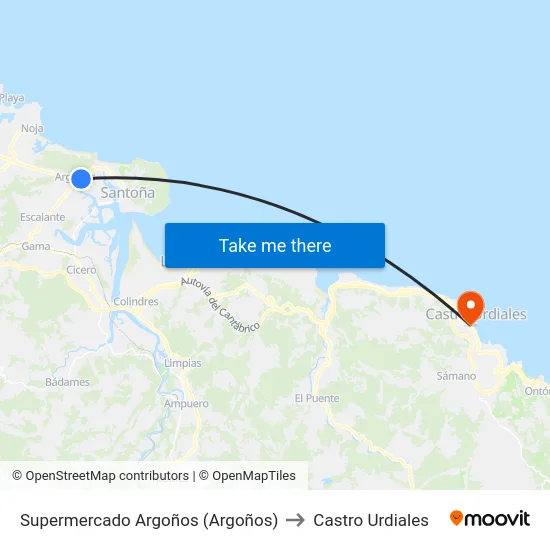 Supermercado Argoños (Argoños) to Castro Urdiales map