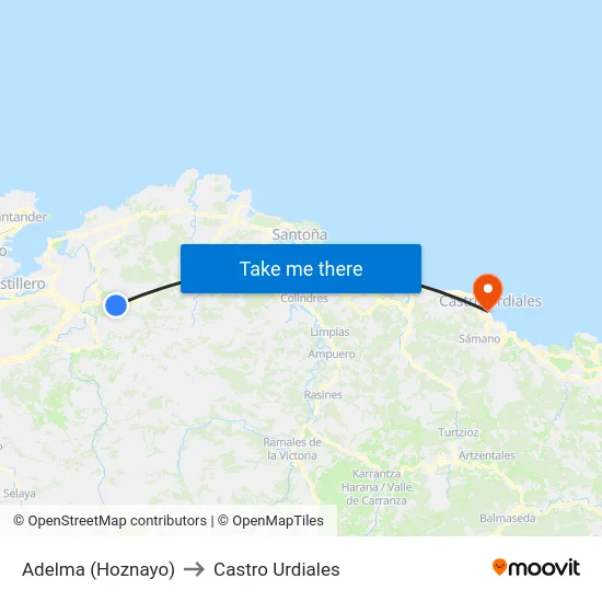 Adelma (Hoznayo) to Castro Urdiales map