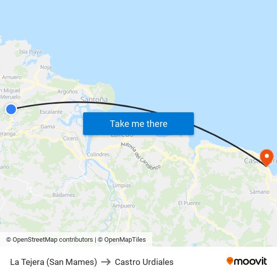 La Tejera (San Mames) to Castro Urdiales map