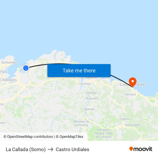 La Callada (Somo) to Castro Urdiales map