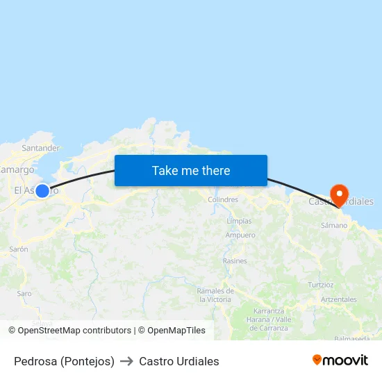 Pedrosa (Pontejos) to Castro Urdiales map