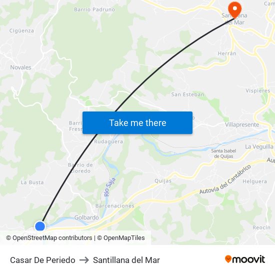 Casar De Periedo to Santillana del Mar map
