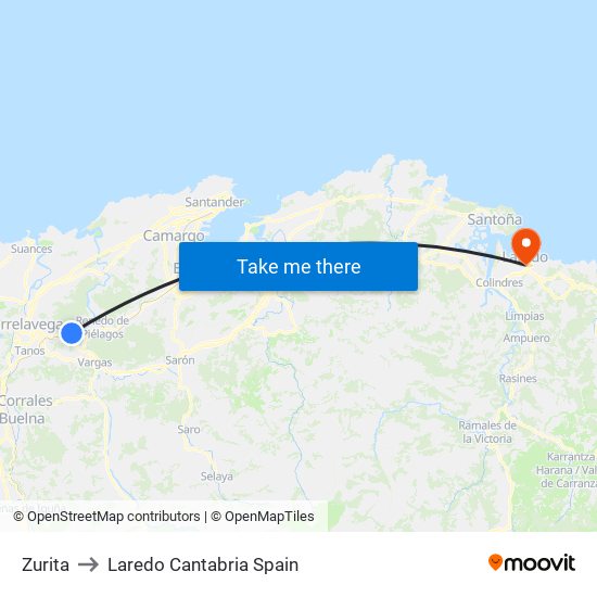 Zurita to Laredo Cantabria Spain map
