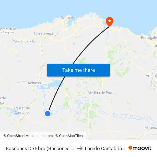 Bascones De Ebro (Bascones De Ebro) to Laredo Cantabria Spain map